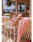 Microfiber Beach Towel Stripes Bloom & Blush