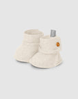 Organic cotton fleece booties with button