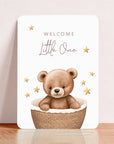 Card congratulation birth bear with stars postcard