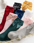 Knee-high socks with bow 100% Cotton: Pearl / 23/26