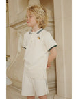FLORIAN POLO SHIRT & SHORTS SET GOTS - antique white, konges slojd