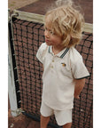 FLORIAN POLO SHIRT & SHORTS SET GOTS - antique white, konges slojd