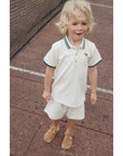 FLORIAN POLO SHIRT & SHORTS SET GOTS - antique white, konges slojd