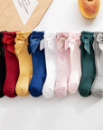 Knee-high socks with bow 100% Cotton: Pearl / 19/22