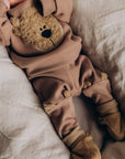 LEGGINGS WITH PLUSH TEDDY EARS 2X1 RIB – GOTS – Old Pink Savannah