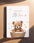 Card congratulation birth bear with stars postcard