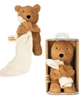 MUSLIN COMFORTER WITH SOFT TOY TEDDY - CARAMEL BROWN