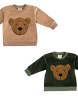 Wooly Organic - VELOUR SWEATER WITH TERRY TEDDY - BABY Green