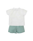 AZUCENA SHORT SLEEVE PLACEMAT BOYS SHIRT AND SHORTS IN WOVEN LINEN: