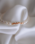 “It's Pearl Time” Mama 18k Gold-Plated Pearl Bracelet: Sterling silver