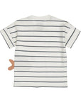 Dirkje boys' T-shirt off-white steel blue striped