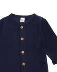 Navy Rib-Knit Baby Romper