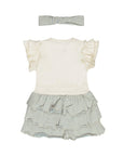 Dirkje girls dress hairband blue white seersucker