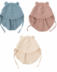 MUSLIN SUN HAT WITH TEDDY EARS