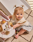 Dirkje girls dress hairband blue white seersucker