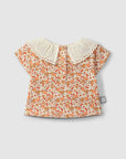 T-shirt in printed jersey with embroidered detail