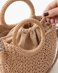 Mini Straw Bag - Neutral Dots