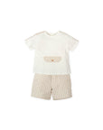 SAND VICHY T-SHIRT AND SHORTS SET FOR BABY BOY
