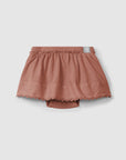 Skirt with diaper cover English embroidery detail - Ocre/Indigo