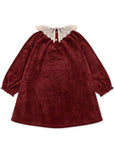 VENOLA DRESS Soft Velvet Dress with Lace Collar