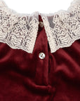 VENOLA DRESS Soft Velvet Dress with Lace Collar