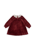 VENOLA DRESS Soft Velvet Dress with Lace Collar