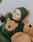 Wooly Organic - VELOUR SWEATER WITH TERRY TEDDY - BABY Green