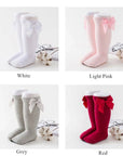 Knee-high socks with bow 100% Cotton: Pearl / 23/26