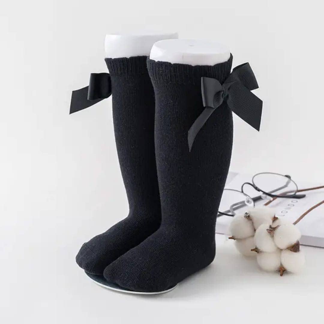Knee-high socks with bow 100% Cotton: Pearl / 23/26