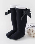 Knee-high socks with bow 100% Cotton: Pearl / 23/26