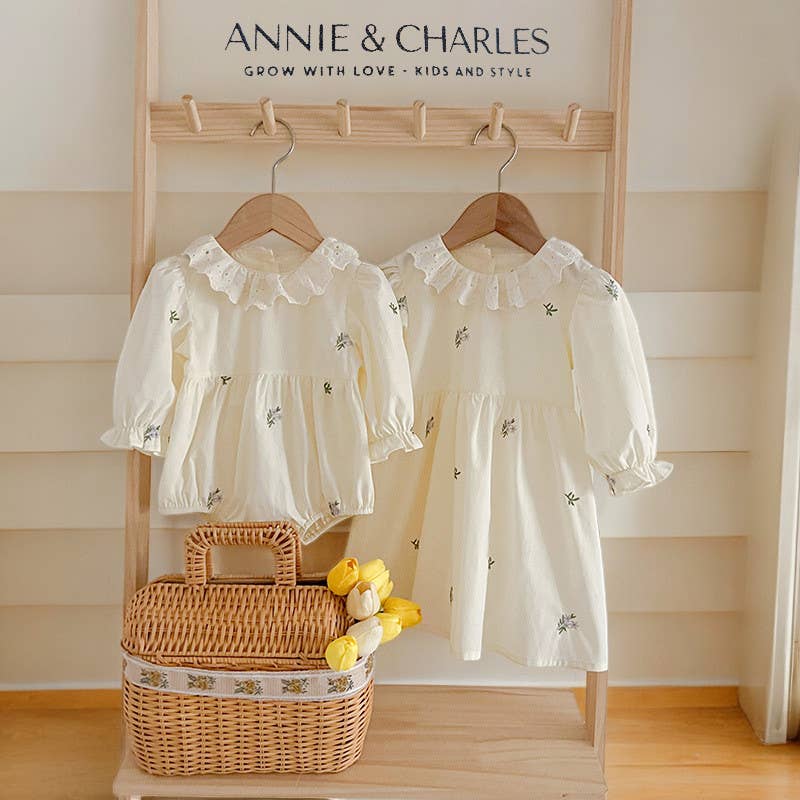 Annie&amp;Charles🌸 Baby Bloomer/ Spring Floral Collar Dress