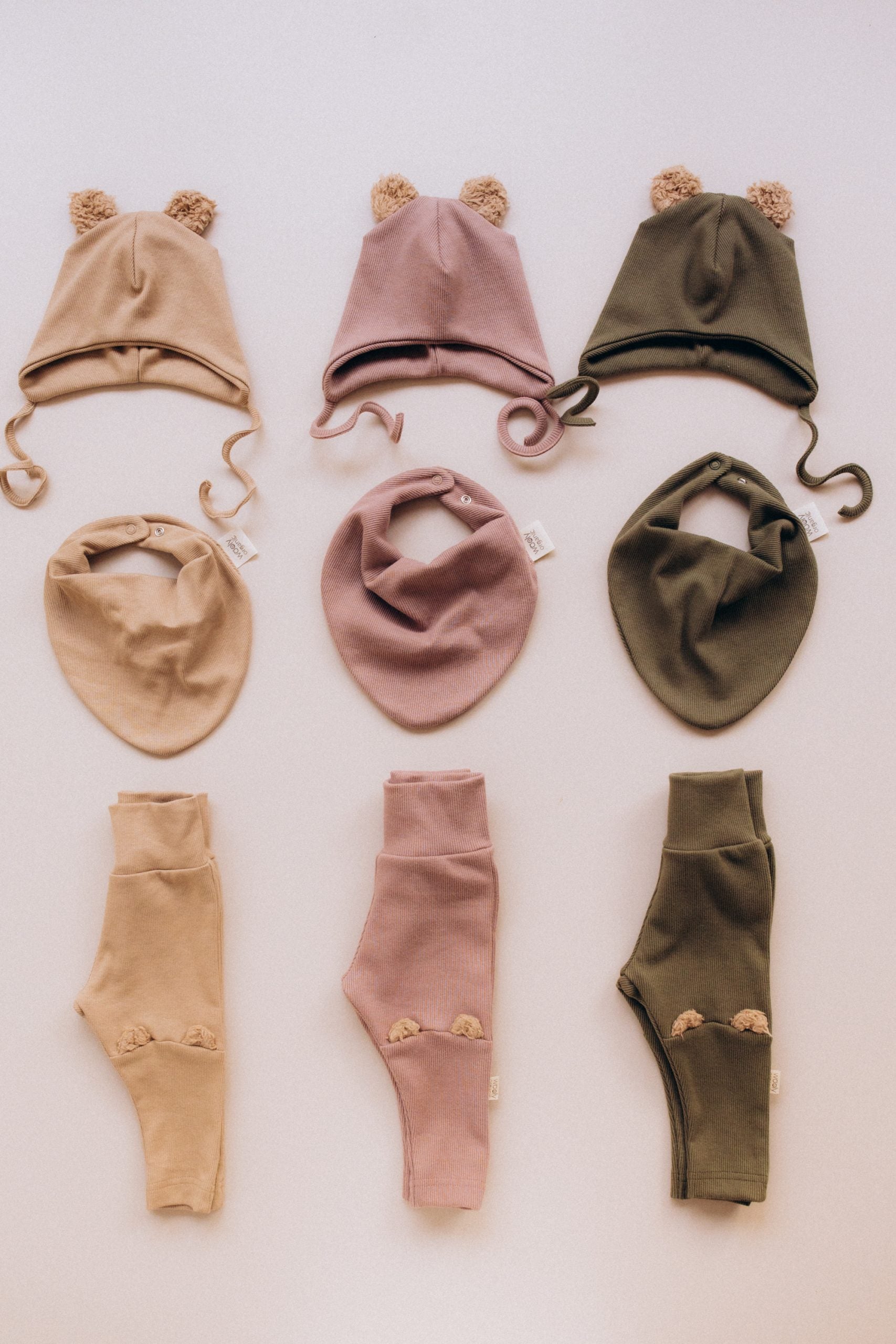 LEGGINGS WITH PLUSH TEDDY EARS 2X1 RIB – GOTS – Old Pink Savannah