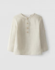 Mandarin collar linen shirt - Soft Squares