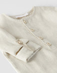 Mandarin collar linen shirt - Soft Squares