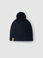 Knitted pom pom beanie - Navy Blue
