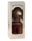 Winter mouse with ski set, Mum - Red