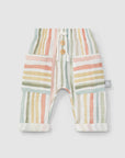 Multi-colour striped pull-up pants - Cotton gauze Snug