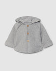 Hooded jacket in organic cotton fleece - Gray
