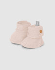 Organic cotton fleece booties with button