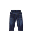 Long distressed denim pants for babies with elastic: 6 Months
