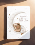 Card congratulation birth bear rabbit baby postcard