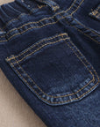 Long distressed denim pants for babies with elastic: 6 Months