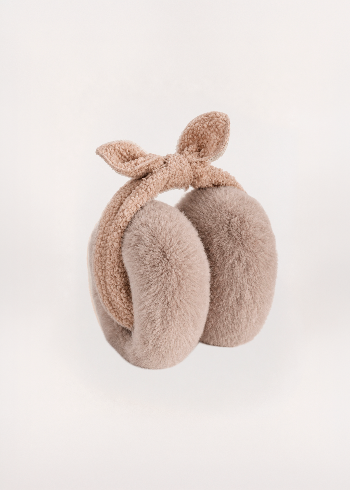Mrs. Ertha Bowmuffs – Fluffy Teddy Earmuffs with Oversized Bow