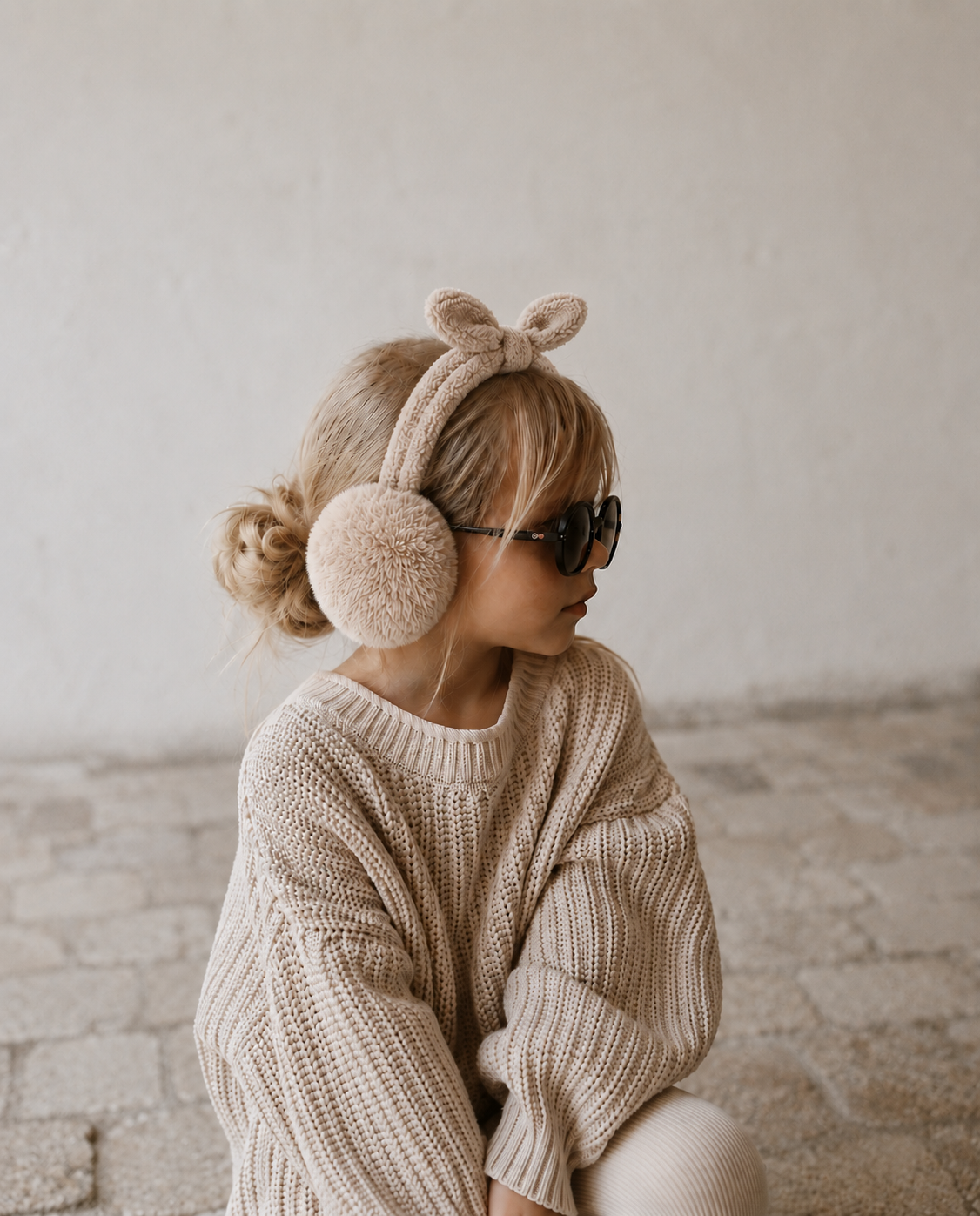 Mrs. Ertha Bowmuffs – Fluffy Teddy Earmuffs with Oversized Bow