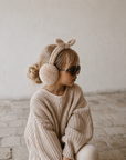 Mrs. Ertha Bowmuffs – Fluffy Teddy Earmuffs with Oversized Bow