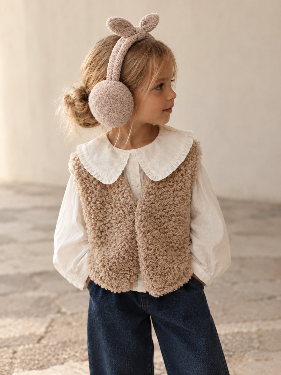 Mrs. Ertha Bowmuffs – Fluffy Teddy Earmuffs with Oversized Bow