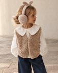 Mrs. Ertha Bowmuffs – Fluffy Teddy Earmuffs with Oversized Bow