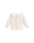 Long sleeve white baby shirt with ruffle collar: 12 Months