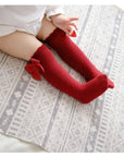 Knee-high socks with bow 100% Cotton: Pearl / 23/26