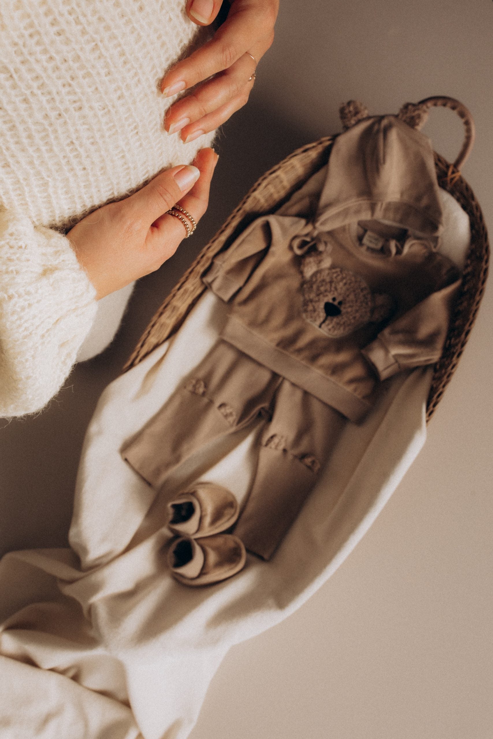 LEGGINGS WITH PLUSH TEDDY EARS 2X1 RIB – GOTS – Old Pink Savannah